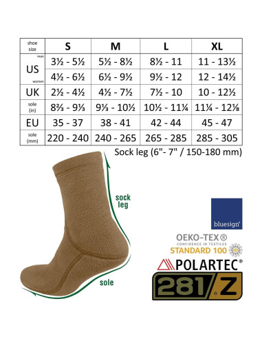 Calcetines Tácticos 281Z para Invierno - Polartec - Marrón Coyote