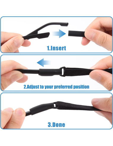 Correa Ajustable para Gafas Marca Gafas-2 Negra 19-34 cm