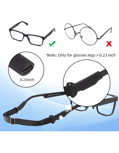 Correa Ajustable para Gafas Marca Gafas-2 Negra 19-34 cm