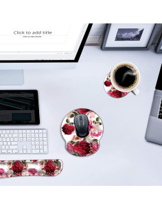 Juego de Reposamuñecas Ergonómico Smauncucn - Rosas y Flores 2