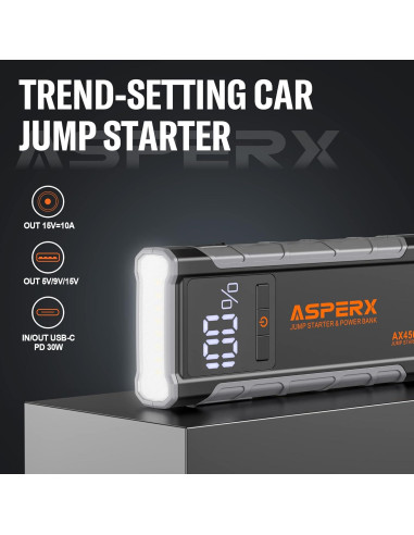 Arrancador de Salto AsperX AX4500 4500A 12V con Pantalla LCD