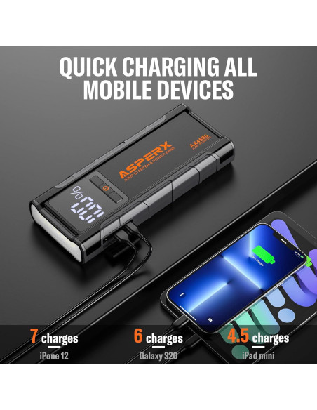 Arrancador de Salto AsperX AX4500 4500A 12V con Pantalla LCD