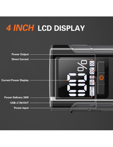 Arrancador de Salto AsperX AX4500 4500A 12V con Pantalla LCD