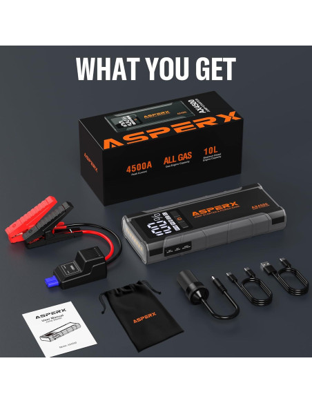 Arrancador de Salto AsperX AX4500 4500A 12V con Pantalla LCD