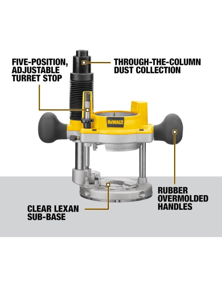 Router DEWALT DW618PKB 2.25 HP con Base Fija e Inmersión