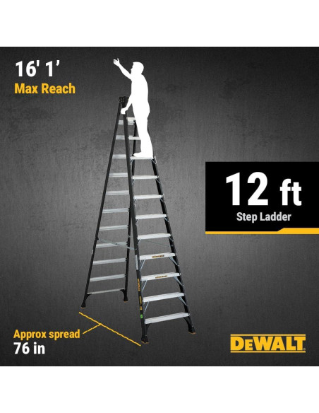 Escalera DeWalt DXL3010-12 de 12 Pies, 136 kg, Fibra de Vidrio