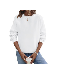 Sudadera Casual TICTICMIMI Mujer Manga Larga Blanca
