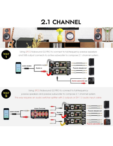 Amplificador Nobsound G2 PRO 300W Mono Hi-Fi Subwoofer