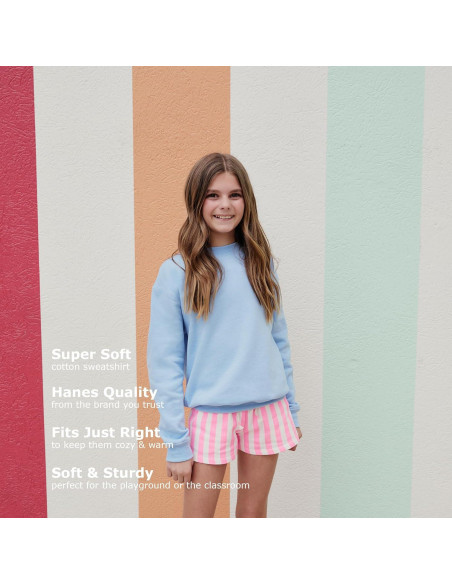 Sudadera Hanes EcoSmart para Niñas - Cuello Redondo Blanca