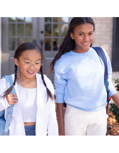 Sudadera Hanes EcoSmart para Niñas - Cuello Redondo Blanca