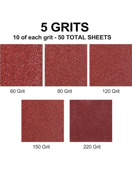 LotFancy Almohadillas de Lijado 50PCS 60-220 Grano para Lijadora