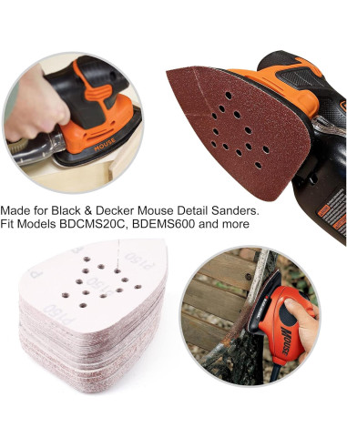 LotFancy Almohadillas de Lijado 50PCS 60-220 Grano para Lijadora