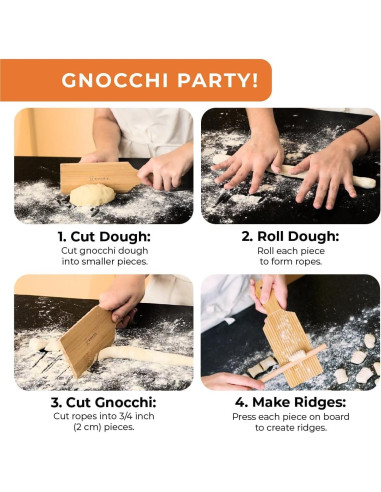 Juego de Tabla para Gnocchi KneadEat - 2 Tablas y Rodillo de Bambú
