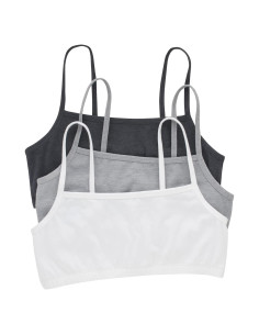 Bralette deportivo Hanes para mujer paquete de 3 gris y blanco