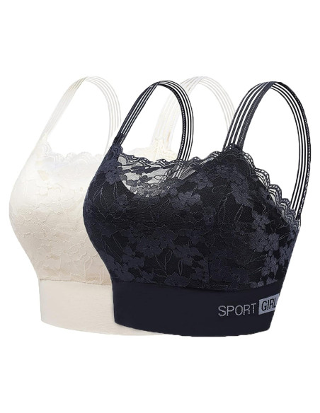Bralettes de Encaje para Mujeres 2 Pcs Sujetador Deportivo