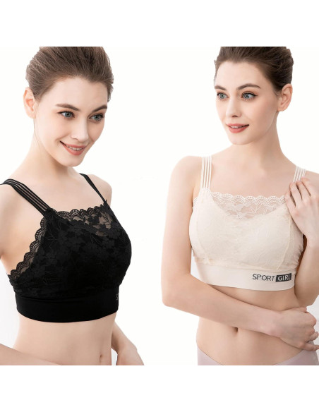 Bralettes de Encaje para Mujeres 2 Pcs Sujetador Deportivo
