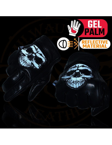 Guantes de Moto Milwaukee Leather MG7570 Cuero Negro con Gel