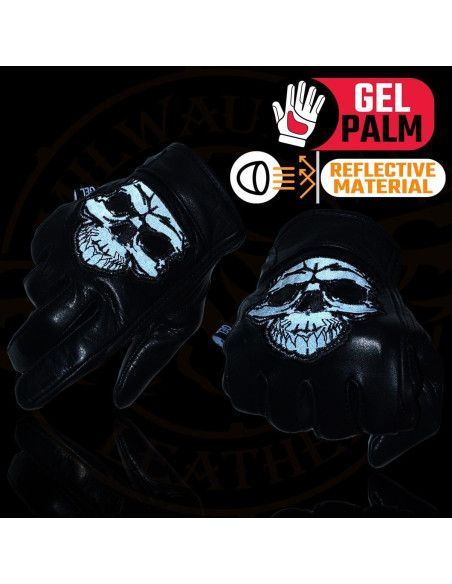 Guantes de Moto Milwaukee Leather MG7570 Cuero Negro con Gel