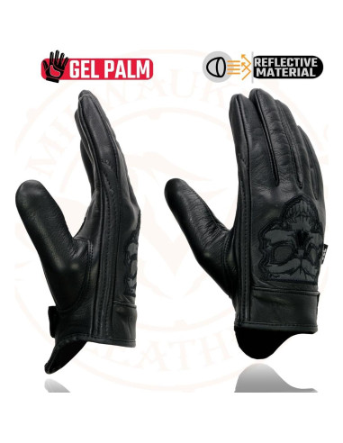 Guantes de Moto Milwaukee Leather MG7570 Cuero Negro con Gel
