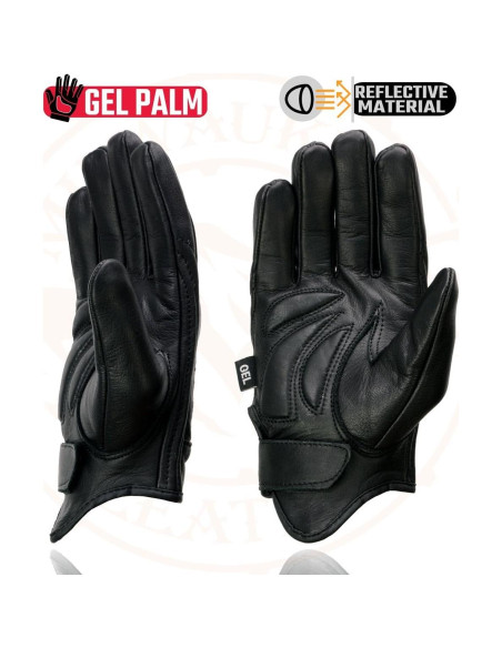 Guantes de Moto Milwaukee Leather MG7570 Cuero Negro con Gel