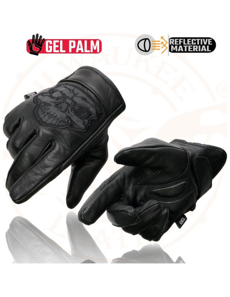 Guantes de Moto Milwaukee Leather MG7570 Cuero Negro con Gel