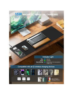 Alfombrilla de Ratón Inalámbrica TopMade 15W XL 80x30cm Negra 2