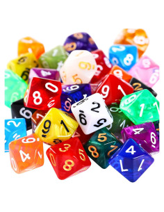 Dados Poliedricos Skylety 50 Piezas 10 Caras con Bolsa
