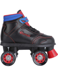 Patines Cuádruples CHICAGO para Jóvenes, Negro/Rojo, 60mm 2