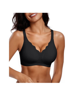 Sujetador Sin Costura Vertvie Negro Mediano Soporte Inalámbrico