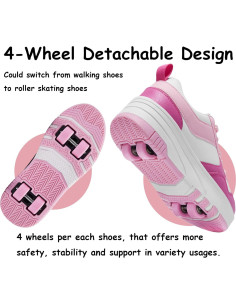 Zapatos de Patinaje ANEFUN para Niños Rosa 4 Ruedas 2