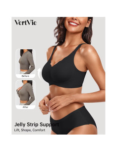 Sujetador Sin Costura Vertvie Negro Mediano Soporte Inalámbrico 2