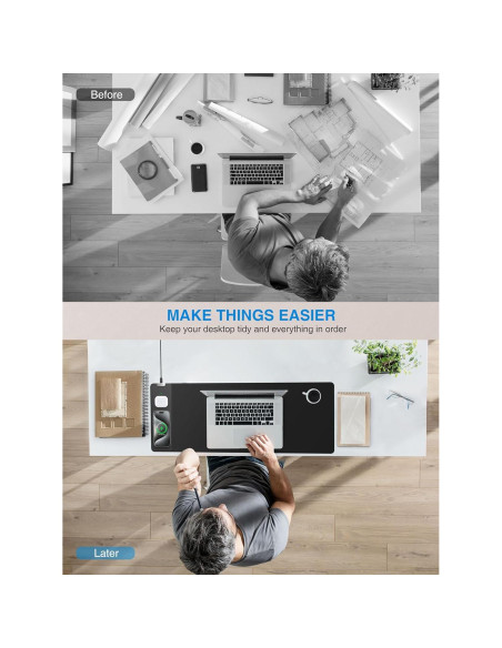 Alfombrilla de Ratón Inalámbrica TopMade 15W XL 80x30cm Negra