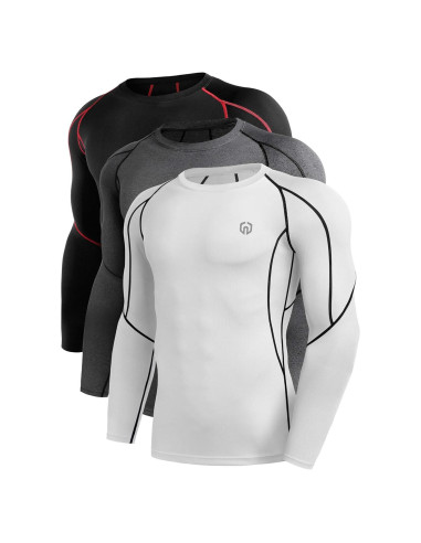 Camisetas de compresión NELEUS manga larga 3 piezas secado rápido