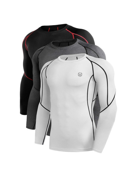 Camisetas de compresión NELEUS manga larga 3 piezas secado rápido