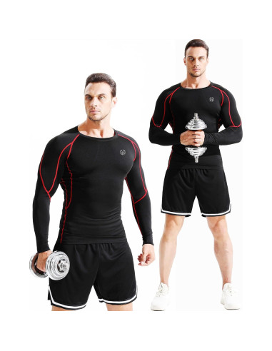 Camisetas de compresión NELEUS manga larga 3 piezas secado rápido