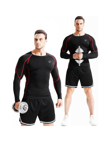 Camisetas de compresión NELEUS manga larga 3 piezas secado rápido