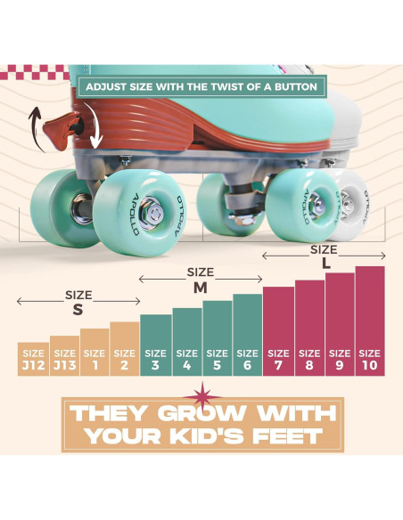 Patines Cuádruples Apollo Retro Ajustables para Mujeres