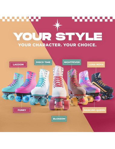 Patines Cuádruples Apollo Retro Ajustables para Mujeres