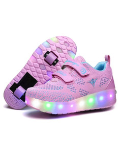 Zapatos de Rodillo NSASY para Niños con LED Rosa