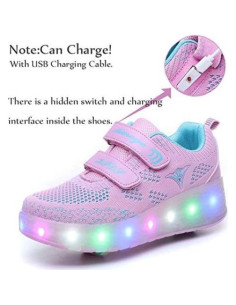 Zapatos de Rodillo NSASY para Niños con LED Rosa 2