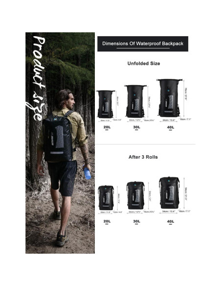 Mochila Impermeable IDRYBAG 20L/30L/40L para Aventura