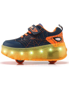 Zapatos de Rodillo BFOEL LED Niños 6-14 Años Azul-Naranja 2