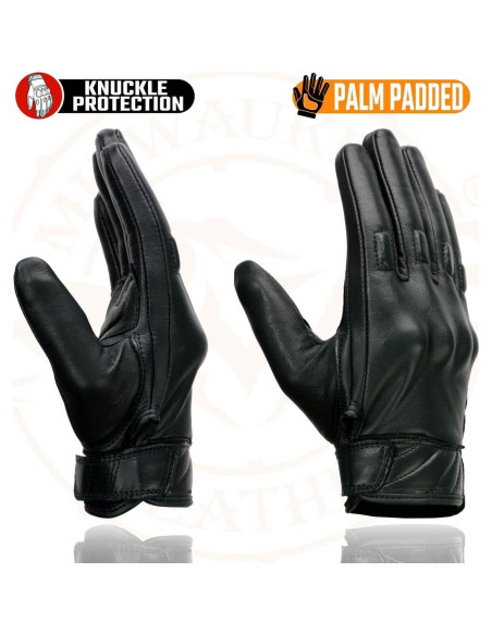 Guantes de Moto Milwaukee Leather MG7521 Cuero Negro Acolchados