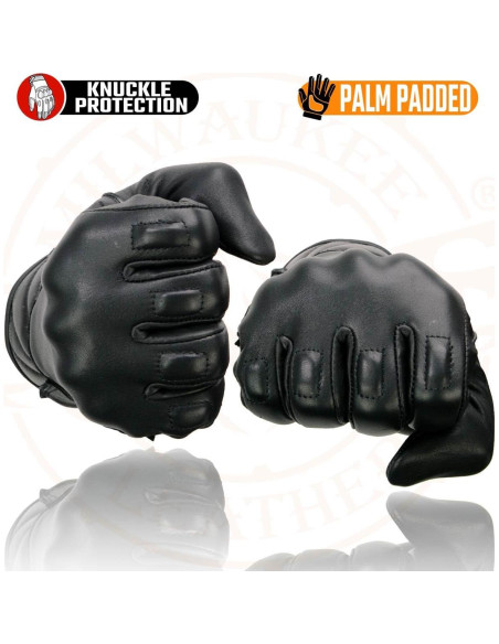 Guantes de Moto Milwaukee Leather MG7521 Cuero Negro Acolchados