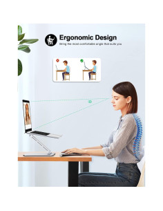 Soporte Plegable para Laptop RIWUCT Ajustable 10-16" Plateado 2