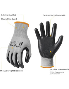 Guantes de Trabajo Manusage Medianos Nitrilo Gris 12 Pares 2