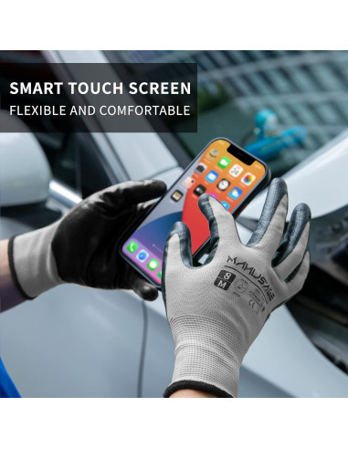 Guantes de Trabajo Manusage Medianos Nitrilo Gris 12 Pares