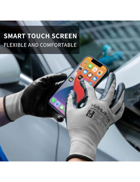 Guantes de Trabajo Manusage Medianos Nitrilo Gris 12 Pares