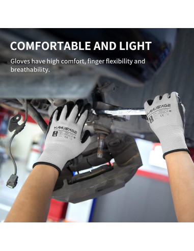 Guantes de Trabajo Manusage Medianos Nitrilo Gris 12 Pares