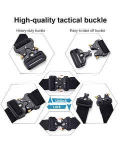 Cinturón Táctico DOOPAI Nylon Militar Negro Ajustable 71-107 cm 2